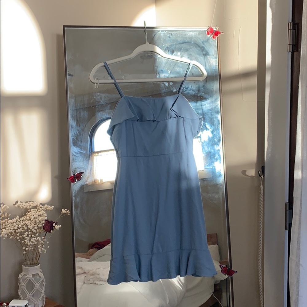 blue ruffle dress